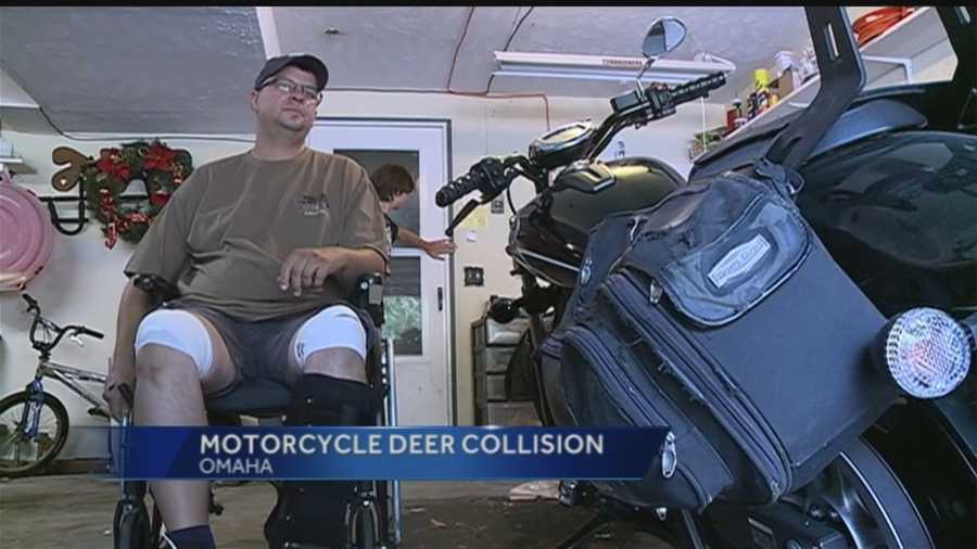 An Omaha man and his wife hit a deer on their motorcycle and live to tell about it.