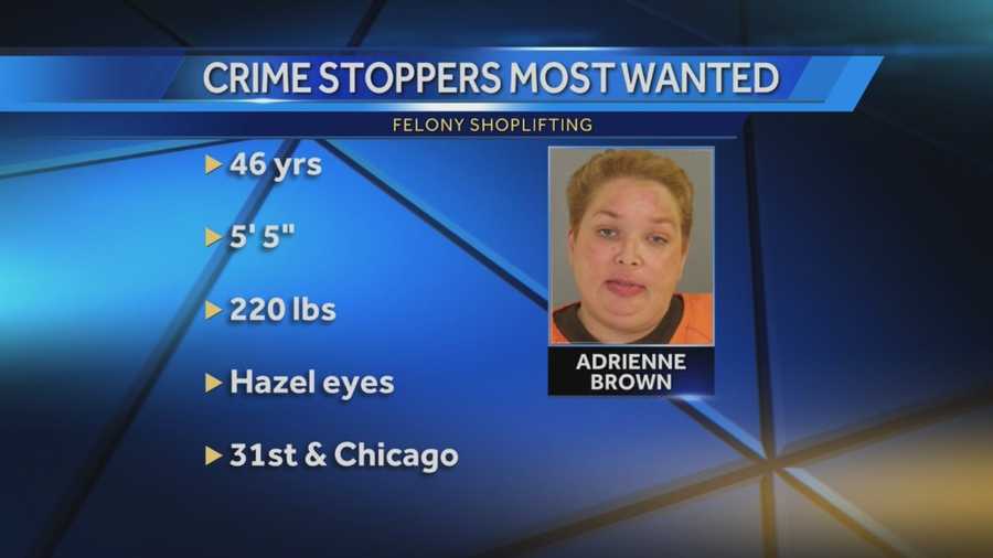 Adrienne Brown, 46, tried to shoplift a number of common household items, including a soap dispenser and rug, in May, according to Omaha police who are looking for her.
