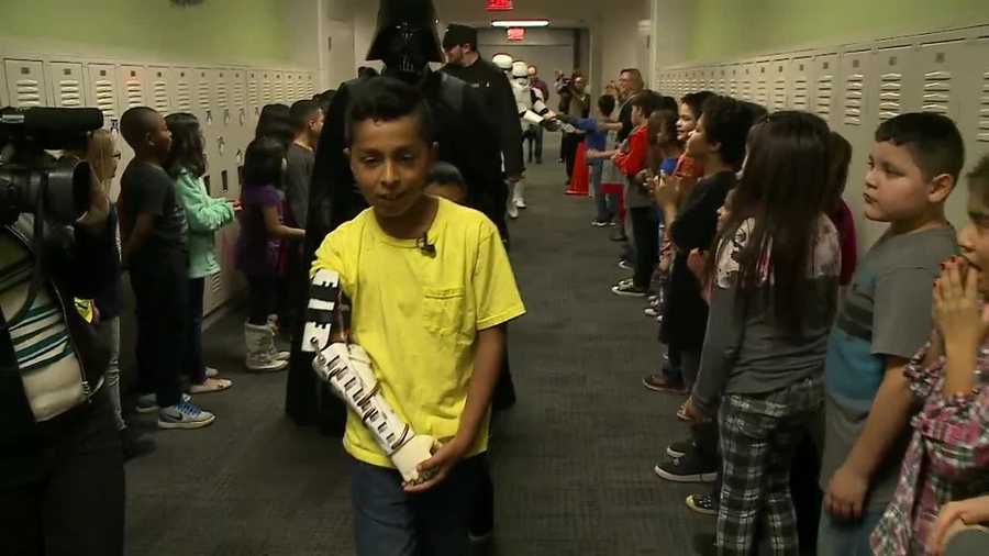 One Omaha boy received the surprise of a lifetime Thursday, after Darth Vader made a special delivery to his school.