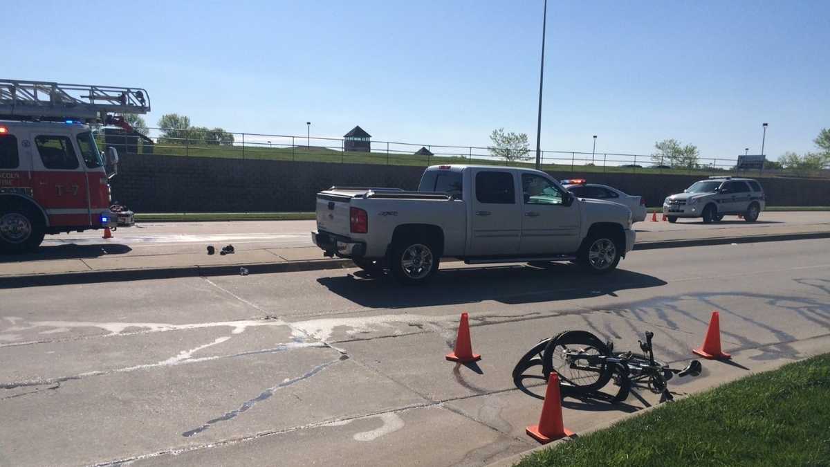 Bicyclist in Lincoln injured in collision with truck