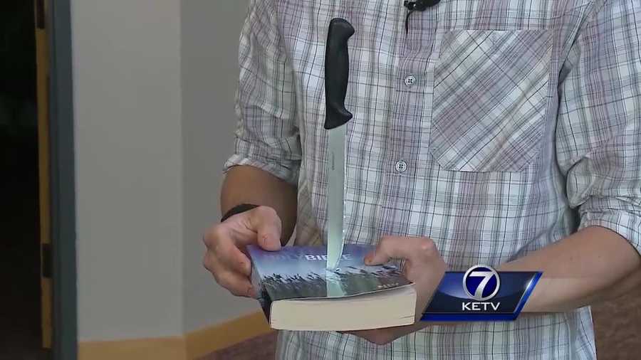 A Lincoln youth pastor said he is praying for the person who vandalized his church, saying that he was shocked when he found a knife stabbed into a Bible.