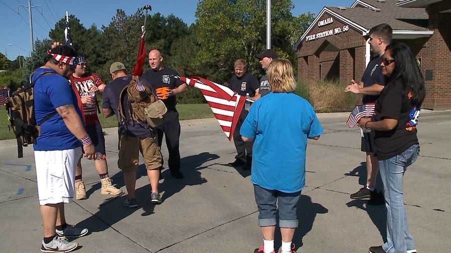 Residents and first responders gather for Millions of Steps walk in Omaha on Sunday.