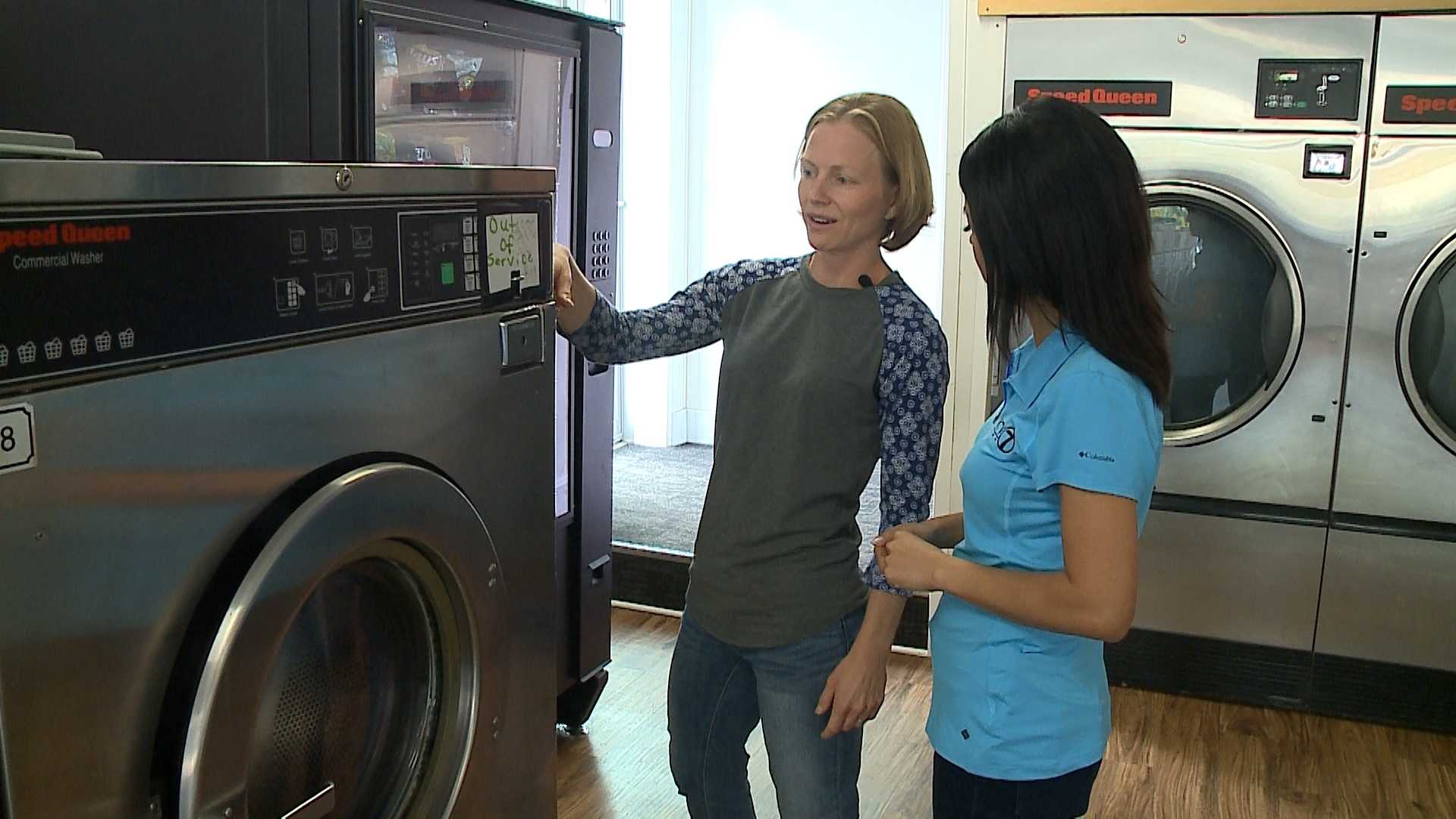 Vandals caught on camera damaging laundromat