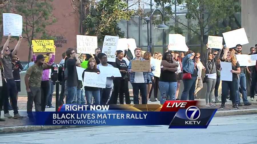 Around 200 people gathered at 14th and Farnam Sunday afternoon.