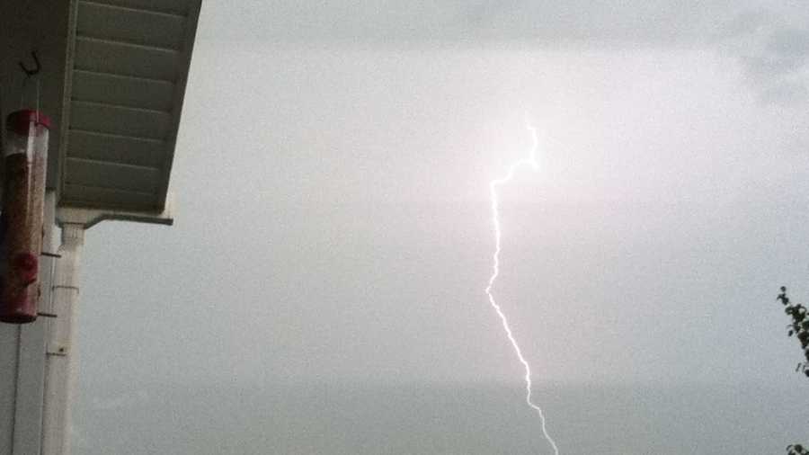 Lightning was seen in the sky in the south part of Springdale during Friday's storms.