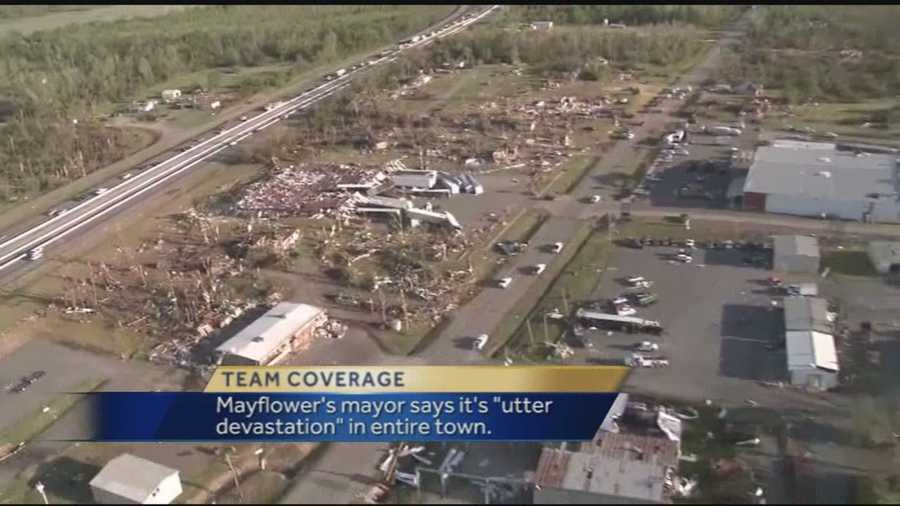 40/29's photographer captured these stunning images from helicopter ride over the ravaged areas of Mayflower and Vilonia. Homes and neighborhoods were completely flattened following a deadly tornado Sunday night.