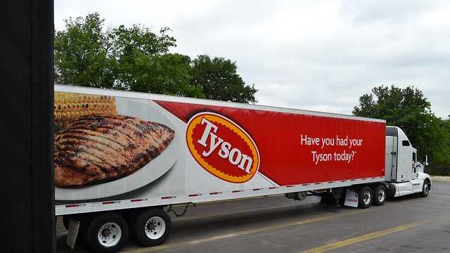 Tyson Foods Tyson Foods, based out of Springdale, is one of the world's leading producers of chicken, beef and pork. Tyson is the leading producer of tortillas, pizza toppings and crusts, deli meats and taco meat.
