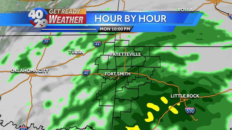 Here is an hour by hour video showing the radar as the rain moves into the area.
