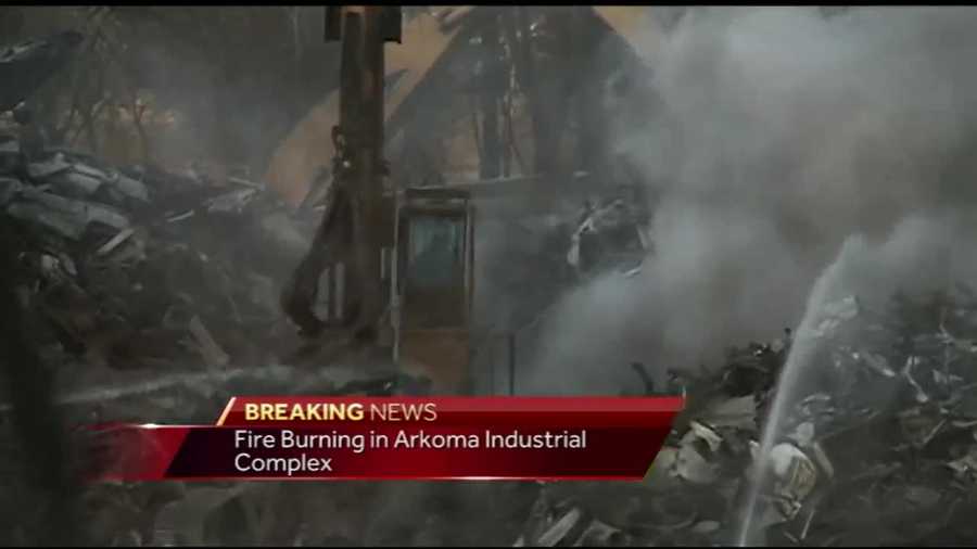 Fire burns at industrial site in Arkoma.