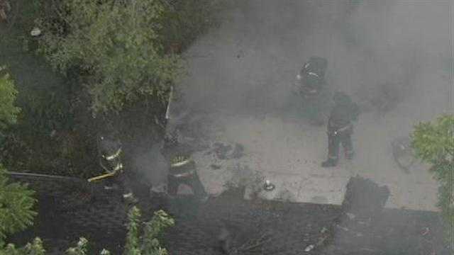 NewsChopper 9 HD flies over a house fire at 55th Street and College Avenue.