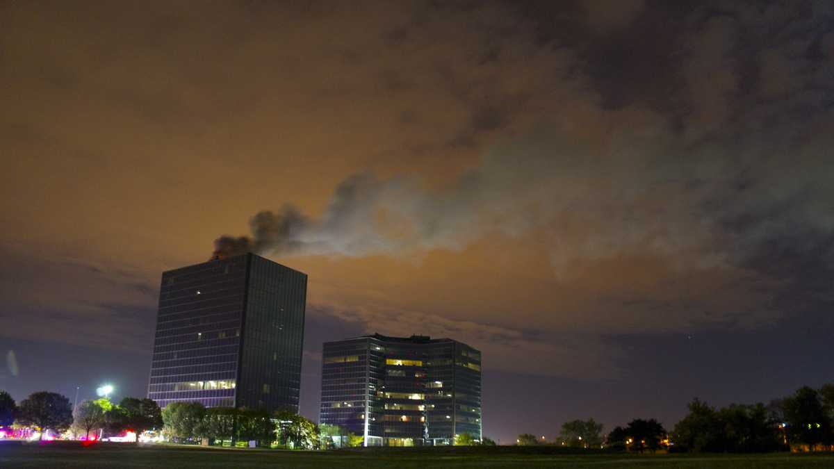 Cooling unit catches fire on top of OP high-rise
