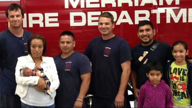 Family reunites with firefighters who helped deliver baby