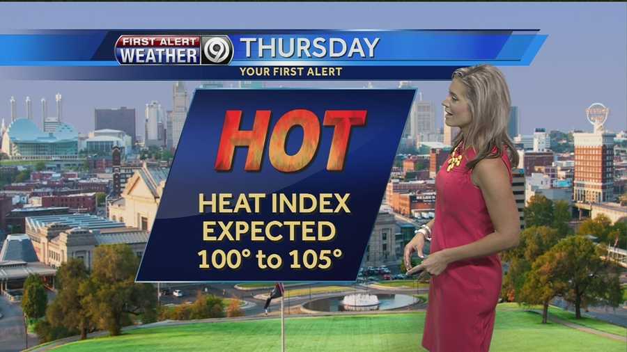 If you're heading to the Kansas City Chiefs game late this afternoon, make sure you bring lots of water and light clothing as it's going to feel like it's over 100 degrees.