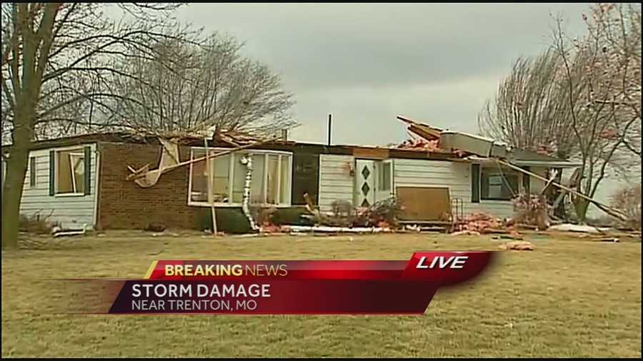 Tornado damages and destroys homes near Trenton, Mo.