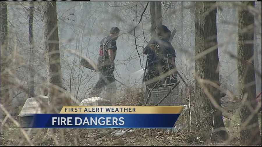 Firefighters urge people to be especially careful with flames and sparks outside Sunday because the high wind and dry conditions make fires much more likely.