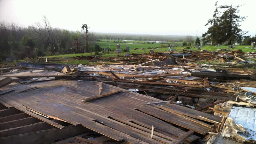 A report from Pleasanton, Kan., where a large tornado destroyed a historic church on Sunday afternoon.