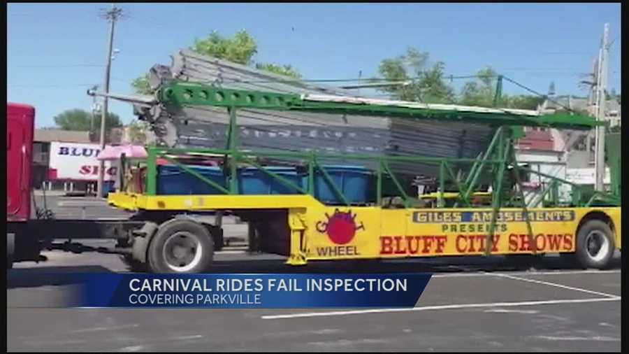 Parkville said it will have bounce houses instead of carnival rides at its Fourth of July events because the rides failed to pass safety inspections.