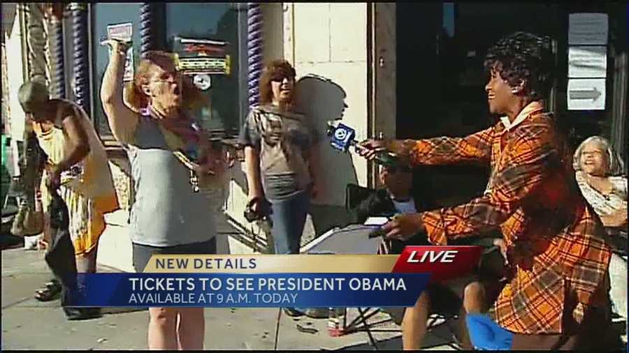 Several people stood in line overnight to get tickets to see President Obama speak at the Uptown Theater on Wednesday morning.