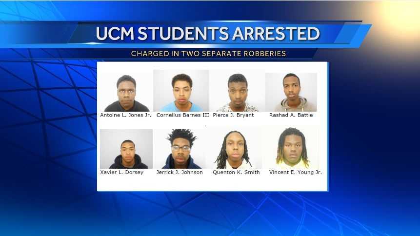 Warrensburg police release the names of eight students charged with armed robberies. 