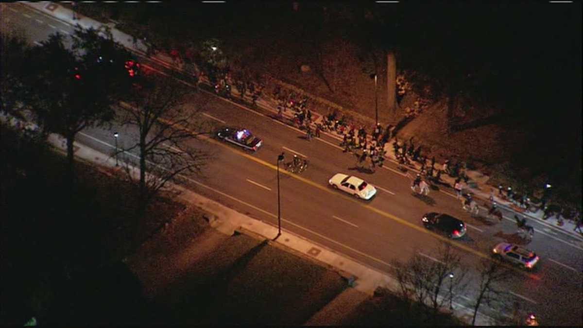 Protest march moves through midtown Kansas City streets