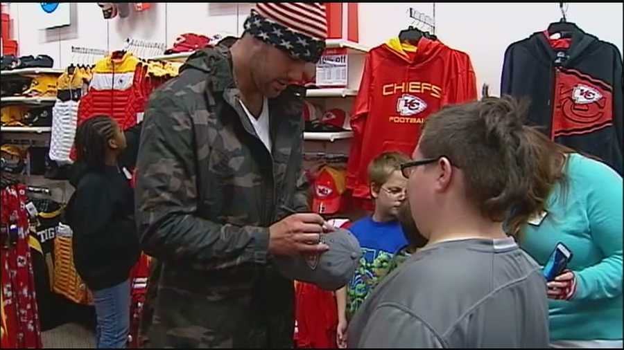 Kansas City Chiefs tight end Travis Kelce stepped in for an ailing Eric Berry and took part in a holiday shopping trip with 100 kids at a J.C. Penney store in Independence.