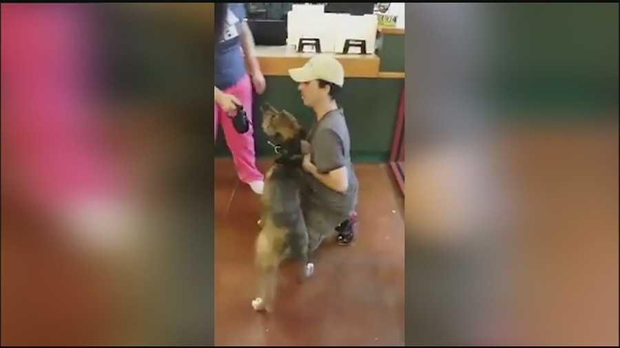 A man who had to give up his dog last year after losing his job and his house had a very happy reunion Monday at Great Plains SPCA.
