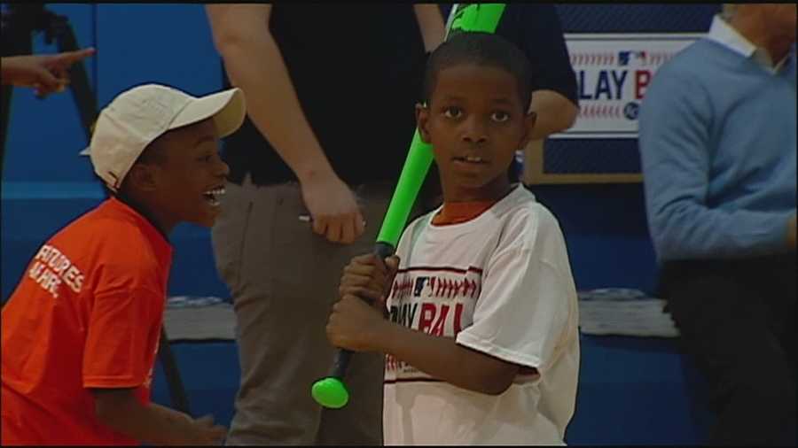 The commissioner of Major League Baseball spent the day with some Kansas City kids at the Boys & Girls Club.