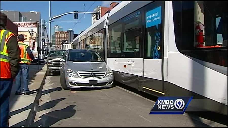 A Kansas City streetcar hit a parked car during testing Tuesday afternoon.