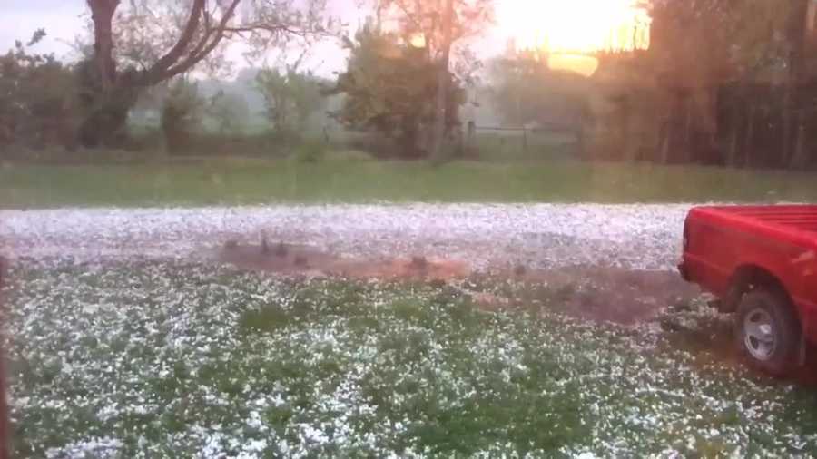 Edgerton man captures 'crazy' hail from Tuesday morning's storms