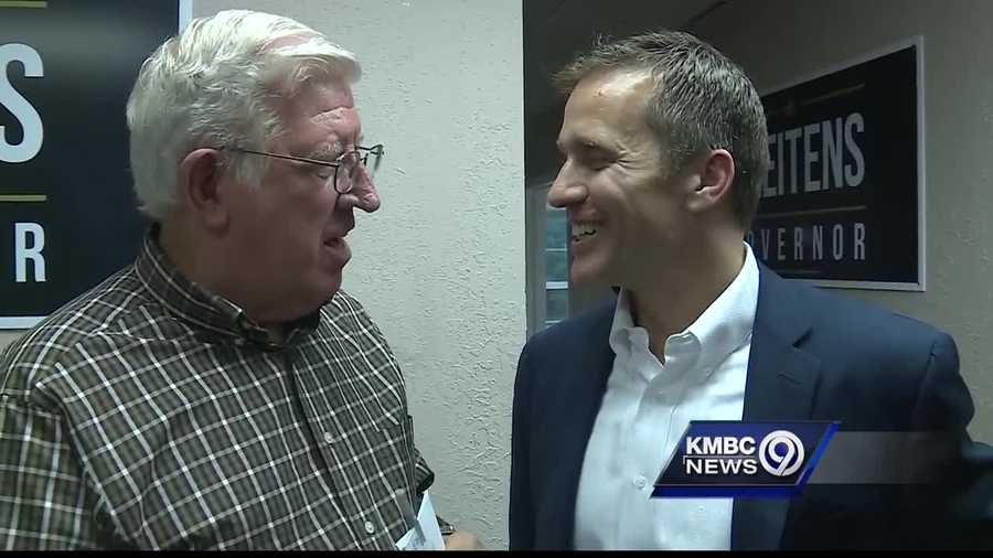 Republican Missouri gubernatorial candidate Eric Greitens says he does not have a relationship with the treasurer of a political action committee running ads against his rival, but recent photos have raised doubts.