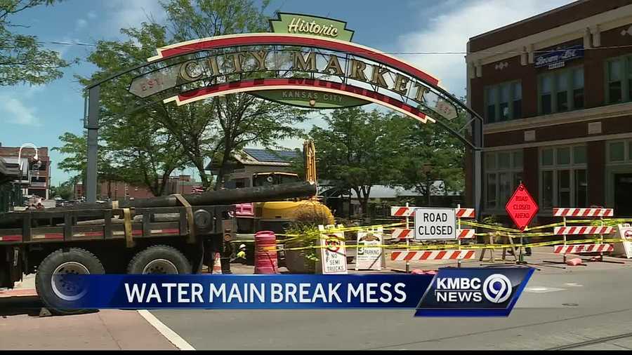 Water main break leaves mess behind in KC's City Market