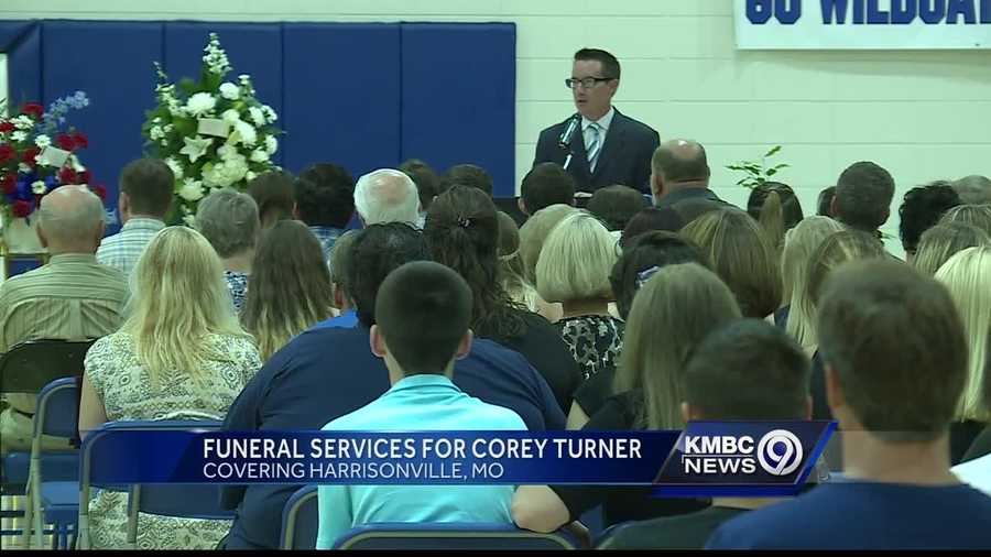 Mourners came to the Harrisonville High School gymnasium for the funeral of Corey Turner, the 14-year-old freshman who was struck by a vehicle and killed while walking home from school.