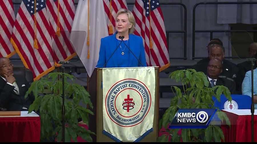 Democratic presidential candidate Hillary Clinton sheds much of her normal campaign speech Thursday in a speech to the National Baptist Convention, saying the next president has to have humility.