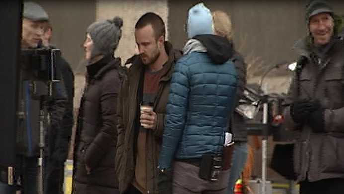 The popular TV show shut down parts of downtown Albuquerque on Tuesday. Actor Aaron Paul could be seen Tuesday filming near Civic Plaza and the Convention Center. 