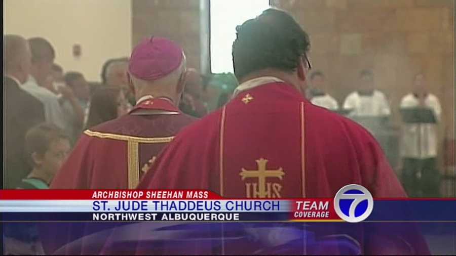 A somber ceremony tonight at a church where parishioners were stabbed. Archbishop Michael Sheehan re-consecrated St. Jude Thaddeus.