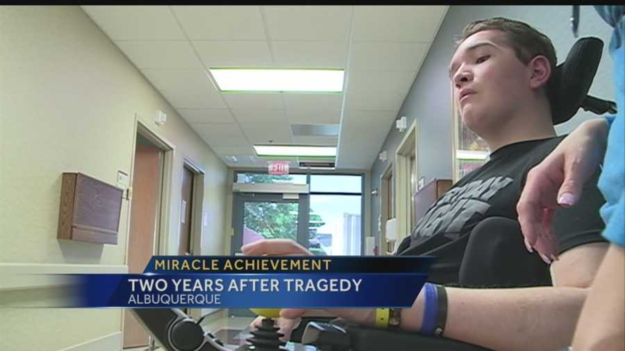 TWO YEARS AFTER A MOTORCYCLE ACCIDENT SERIOUSLY INJURED A TEENAGER - HE'S FINALLY GETTING HIS HIGH SCHOOL DIPLOMA.