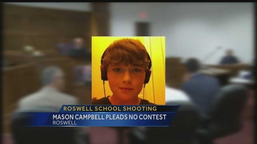 The student accused of opening fire in a middle school gym in Roswell pleaded no contest to aggravated assault with a deadly weapon and one count of unlawful carrying of a firearm.