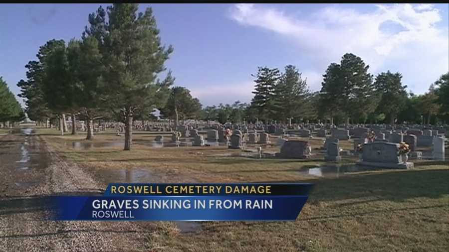 150 graves at a Roswell cemetery need repairs, after this weekends rains caused flooding.