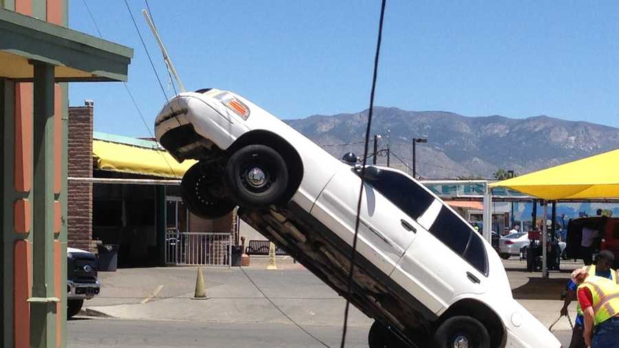 See photos of Tuesday's odd crash in northeast Albuquerque. 