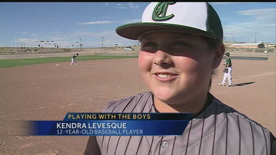 12-year-old Kendra Levesque chooses to play baseball with the boys rather than softball with the girls.