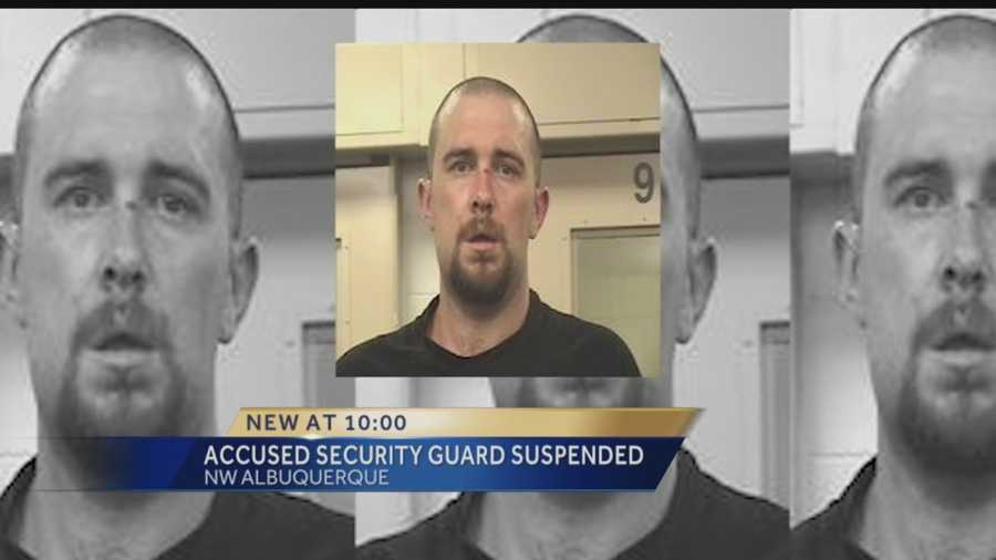 The state has suspended the license of an Albuquerque security guard accused of kidnapping a woman and exposing himself to her on the job.