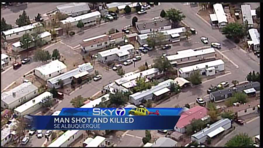 Albuquerque police are investigating after a man was shot and killed in a mobile home Sunday morning on J Street.