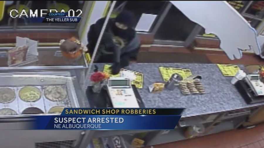 An accused sandwich shop robber has been jailed and police said he’s connected to seven other robberies.