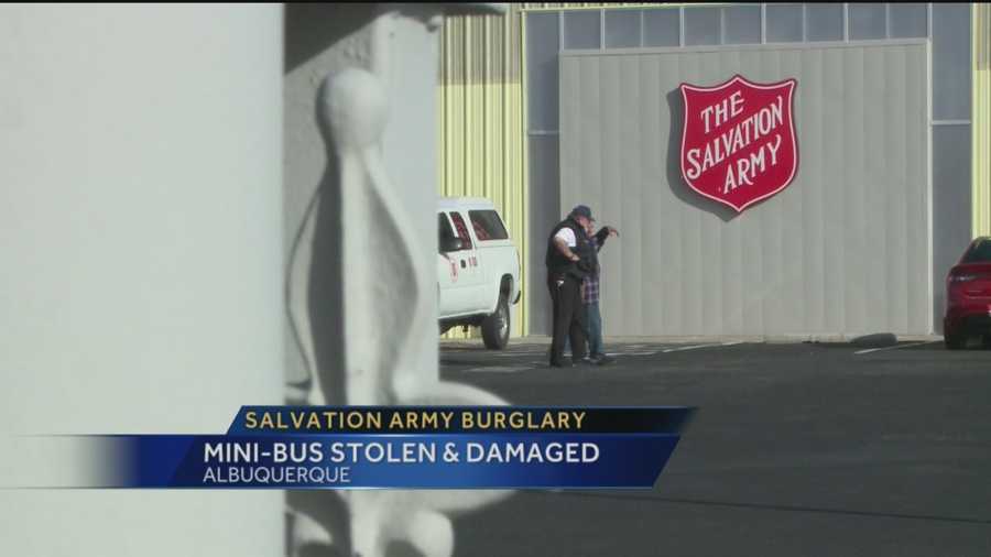 Thieves hit a vulnerable target early Thursday morning, breaking into a Salvation Army warehouse and taking a joyride in the organization's minibus.