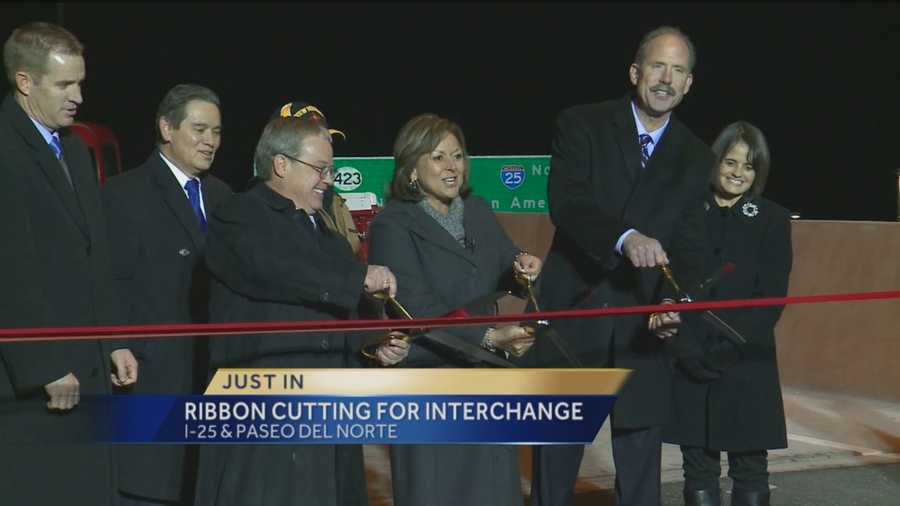 The Paseo interchange opened Monday night, and Gov. Susana Martinez took the first trip over the flyover.