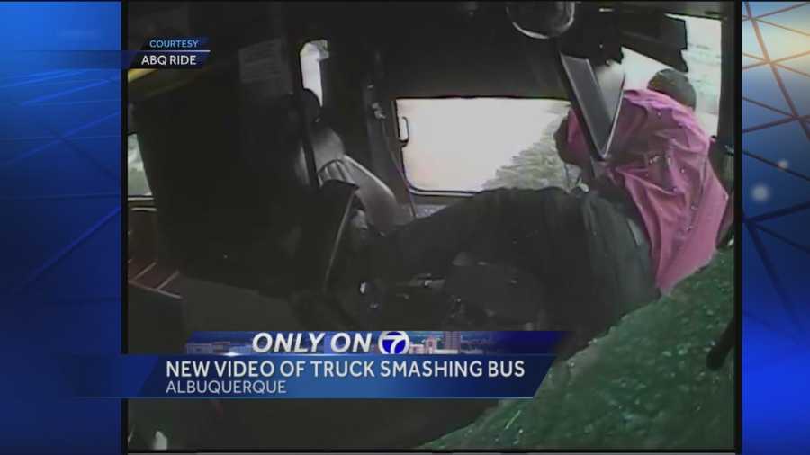 KOAT Action 7 News has acquired video of a truck smashing into an Albuquerque bus this past Friday.