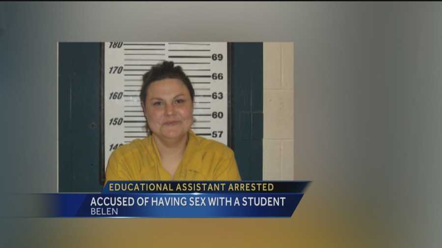 Belen High educational assistant is accused of having sex with a student multiple times.