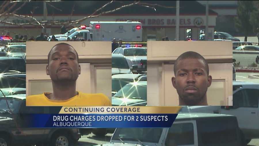 The two suspects connected with a blue-on-blue shooting earlier this month will not face drug charges for now.