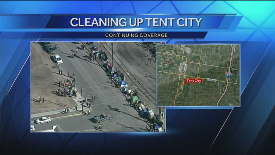 Albuquerque officials took the first step in cleaning up Tent City on Monday.