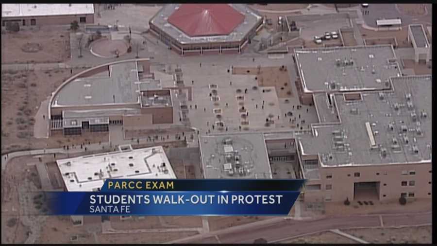Hundreds of high school students in Santa Fe walked out of class Monday morning in protest of the upcoming PARCC exams.